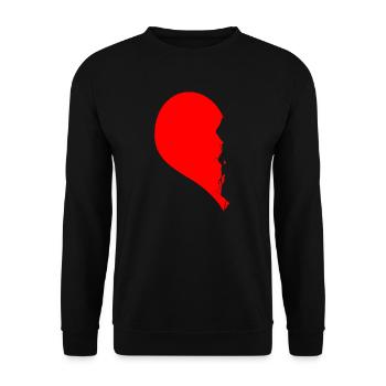 Herz Hälfte Pärchen Couple Geschenk - Unisex Pullover - Schwarz - Vorne - Alina (178cm) & Michal (187cm)