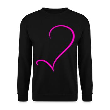 Halbes Pinkes Herz - Unisex Pullover - Schwarz - Vorne - Alina (178cm) & Michal (187cm)