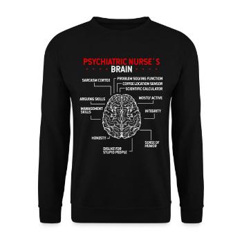 Psychiatric Nurse Certification Nurse Badge Reel - Unisex Sweatshirt - black - Front - Alina (178cm) & Michal (187cm)
