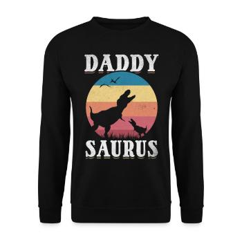 Daddysaurus Rex Papa Dino Papa Dinosaure Papa - Sweat-shirt Unisexe - noir - Devant - Alina (178cm) & Michal (187cm)