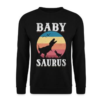 Dino Baby Saurus Rex Dinosaurier Baby Dino - Unisex Pullover - Schwarz - Vorne - Alina (178cm) & Michal (187cm)
