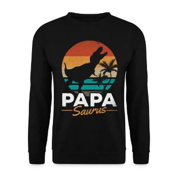 PapaSaurus Rex Daddy Dinosaur Matching Family - Unisex Sweatshirt - black - Front - Alina (178cm) & Michal (187cm)