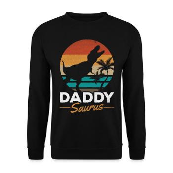Daddysaurus Dino Papa Dino Daddy Dinosaur Daddy - Unisex Sweatshirt - black - Front - Alina (178cm) & Michal (187cm)