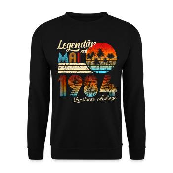 Geburtstag Mann Legendär Seit Mai 1984 - Unisex Pullover - Schwarz - Vorne - Alina (178cm) & Michal (187cm)