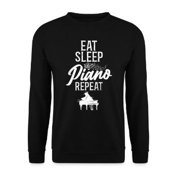 Professeur de piano Pianiste Manger Dormir - Sweat-shirt Unisexe - noir - Devant - Alina (178cm) & Michal (187cm)