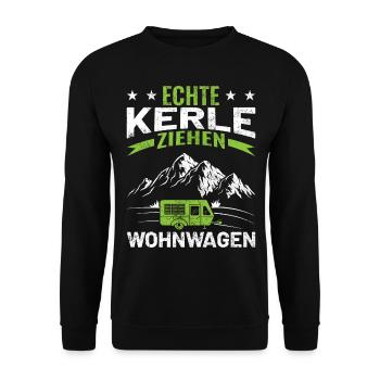 Echte Kerle ziehen Wohnwagen - Unisex Pullover - Schwarz - Vorne - Alina (178cm) & Michal (187cm)