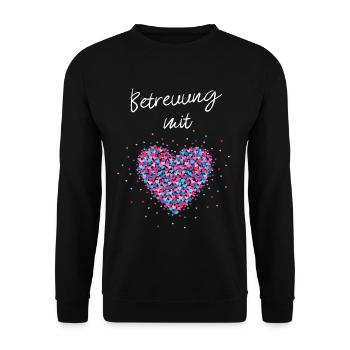 Betreuung mit Herz Herz für Pflegekräfte Geschenk - Unisex Pullover - Schwarz - Vorne - Alina (178cm) & Michal (187cm)