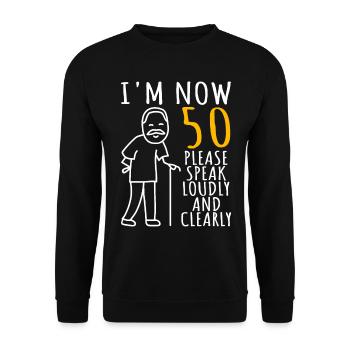 50th birthday 50s 50th I am now 50 years old - Unisex Sweatshirt - black - Front - Alina (178cm) & Michal (187cm)