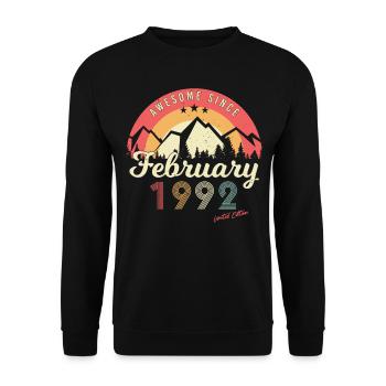 Geschenkidee Vintage Februar 1992 - Unisex Pullover - Schwarz - Vorne - Alina (178cm) & Michal (187cm)