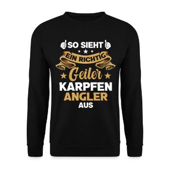 Angeln Karpfen Angler Fischer Karpfenangler - Unisex Pullover - Schwarz - Vorne - Alina (178cm) & Michal (187cm)