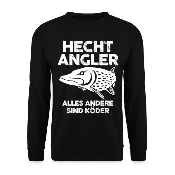 Angeln Angler Hecht Fischer - Unisex Pullover - Schwarz - Vorne - Alina (178cm) & Michal (187cm)
