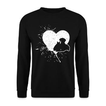 Hund Welpen Katzenherzen Baby Hunde Katzenherz - Unisex Pullover - Schwarz - Vorne - Alina (178cm) & Michal (187cm)