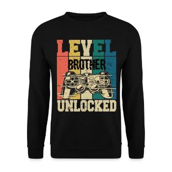 Level Brother Unlocked - Unisex Sweatshirt - black - Front - Alina (178cm) & Michal (187cm)