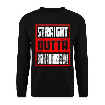 Straight Outta Bosnia And Herzegovina - Unisex Pullover - Schwarz - Vorne - Alina (178cm) & Michal (187cm)
