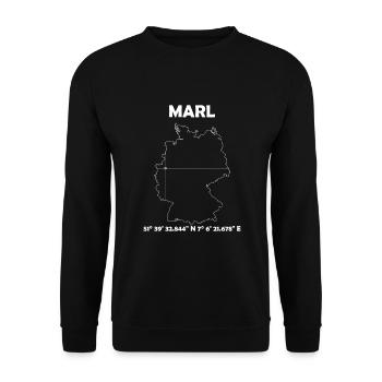 Marl Karte - Unisex Pullover - Schwarz - Vorne - Alina (178cm) & Michal (187cm)