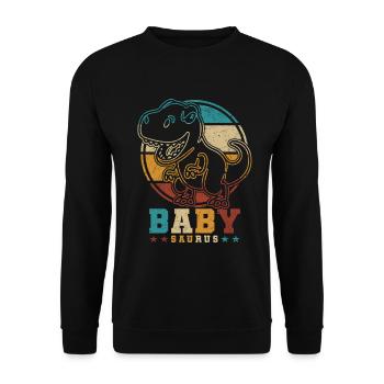 BabySaurus T-Rex Baby Dinosaurier Baby Dino Baby - Unisex Pullover - Schwarz - Vorne - Alina (178cm) & Michal (187cm)