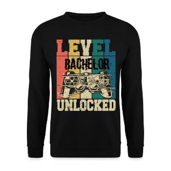 Level Bachelor Unlocked - Unisex Sweatshirt - black - Front - Alina (178cm) & Michal (187cm)