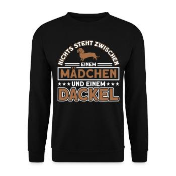 Hundeliebhaber Hunderasse Dackel Geschenk - Unisex Pullover - Schwarz - Vorne - Alina (178cm) & Michal (187cm)