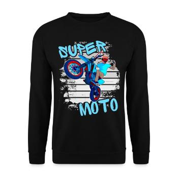 Supermoto / Supermotard / Supermoto Wheelie Bikers - Unisex Sweatshirt - black - Front - Alina (178cm) & Michal (187cm)