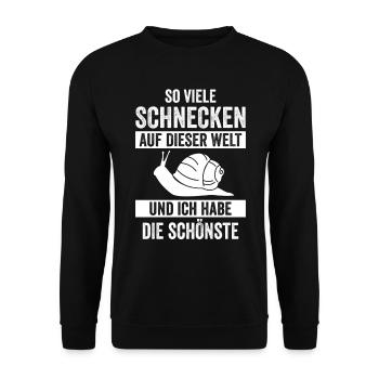 Schnecke Schnecken - Unisex Pullover - Schwarz - Vorne - Alina (178cm) & Michal (187cm)