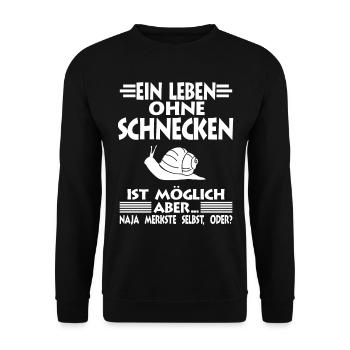 Schnecke Schnecken - Unisex Pullover - Schwarz - Vorne - Alina (178cm) & Michal (187cm)