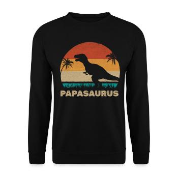 PapaSaurus T-Rex Daddy Dinosaur Matching - Unisex Sweatshirt - black - Front - Alina (178cm) & Michal (187cm)