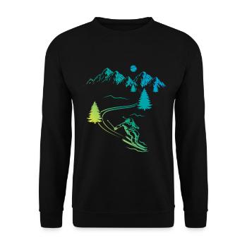 Skifahren Abfahrt Berg Wintersport - Unisex Pullover - Schwarz - Vorne - Alina (178cm) & Michal (187cm)