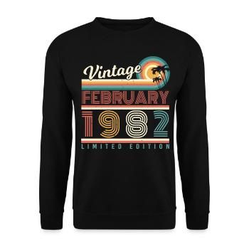 Né en février 1982 Vintage - Sweat-shirt Unisexe - noir - Devant - Alina (178cm) & Michal (187cm)