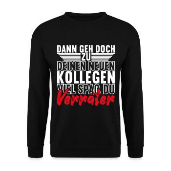 Abschiedsgeschenk Jobwechsel Kollege - Unisex Pullover - Schwarz - Vorne - Alina (178cm) & Michal (187cm)