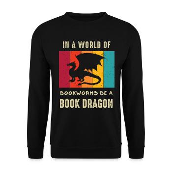 Book Dragon Design Librarian Book Lovers - Unisex Pullover - Schwarz - Vorne - Alina (178cm) & Michal (187cm)