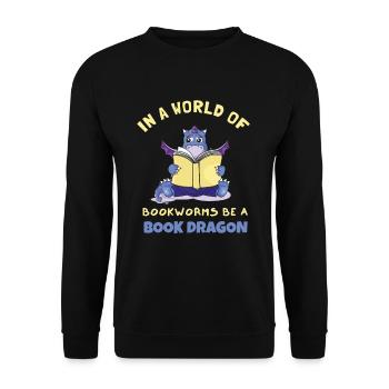 Book Dragon Design Librarian Book Lovers - Unisex Pullover - Schwarz - Vorne - Alina (178cm) & Michal (187cm)