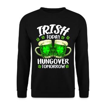 St. Patrick's Day Cloverleaf Irish Beer Gift - Unisex Sweatshirt - black - Front - Alina (178cm) & Michal (187cm)