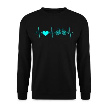Fahrrad Herzschlag - Unisex Pullover - Schwarz - Vorne - Alina (178cm) & Michal (187cm)