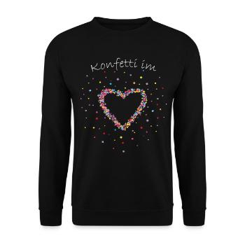 Konfetti im Herzen Karneval Fasching - Unisex Pullover - Schwarz - Vorne - Alina (178cm) & Michal (187cm)