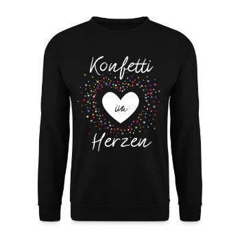 Konfetti im Herzen Karneval Fasching - Unisex Pullover - Schwarz - Vorne - Alina (178cm) & Michal (187cm)
