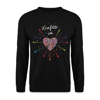 Konfetti im Herzen Karneval Kostüm - Unisex Pullover - Schwarz - Vorne - Alina (178cm) & Michal (187cm)