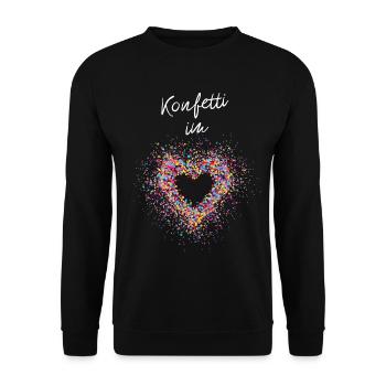 Konfetti im Herz Karneval Konfetti Köln - Unisex Pullover - Schwarz - Vorne - Alina (178cm) & Michal (187cm)