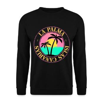 La Palma Sommer Sonne Strand Meer Palmen - Unisex Pullover - Schwarz - Vorne - Alina (178cm) & Michal (187cm)