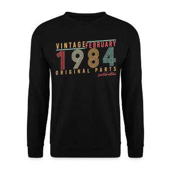 Born in February 1984 Vintage - Unisex Sweatshirt - black - Front - Alina (178cm) & Michal (187cm)