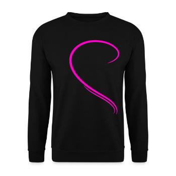 Halbes Pinkes Herz - Unisex Pullover - Schwarz - Vorne - Alina (178cm) & Michal (187cm)