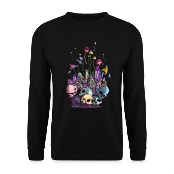 Magic Mushrooms Chrystal Skull Gems Fantasy - Unisex Sweatshirt - black - Front - Alina (178cm) & Michal (187cm)