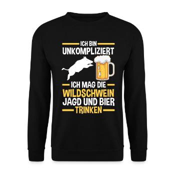 Jäger Wildschweinjagd Bier Jagd - Unisex Pullover - Schwarz - Vorne - Alina (178cm) & Michal (187cm)
