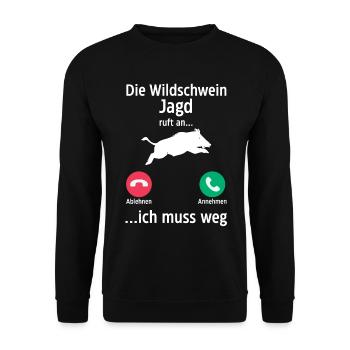 Jäger Wildschweinjäger Jagd - Unisex Pullover - Schwarz - Vorne - Alina (178cm) & Michal (187cm)