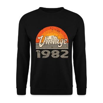 Vintage 1982 Anniversaire Rétro - Sweat-shirt Unisexe - noir - Devant - Alina (178cm) & Michal (187cm)