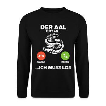 Angeln Angler Aal Fischer - Unisex Pullover - Schwarz - Vorne - Alina (178cm) & Michal (187cm)
