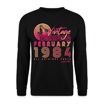 Born February 1984 Vintage - Unisex Sweatshirt - black - Front - Alina (178cm) & Michal (187cm)