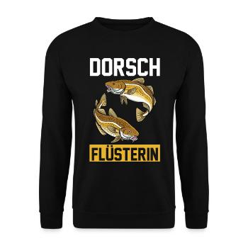 Angeln Anglerin Dorsch Fischer - Unisex Pullover - Schwarz - Vorne - Alina (178cm) & Michal (187cm)