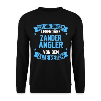 Angeln Angler Zander - Unisex Pullover - Schwarz - Vorne - Alina (178cm) & Michal (187cm)