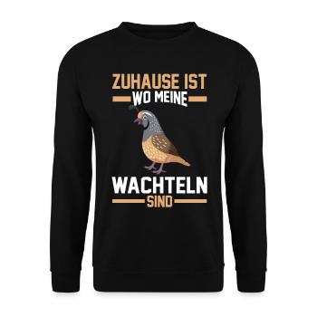 Zuhause ist wo meine Wachteln sind - Unisex Pullover - Schwarz - Vorne - Alina (178cm) & Michal (187cm)