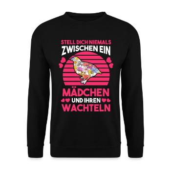 Wachtel Mädchen Wachteln - Unisex Pullover - Schwarz - Vorne - Alina (178cm) & Michal (187cm)